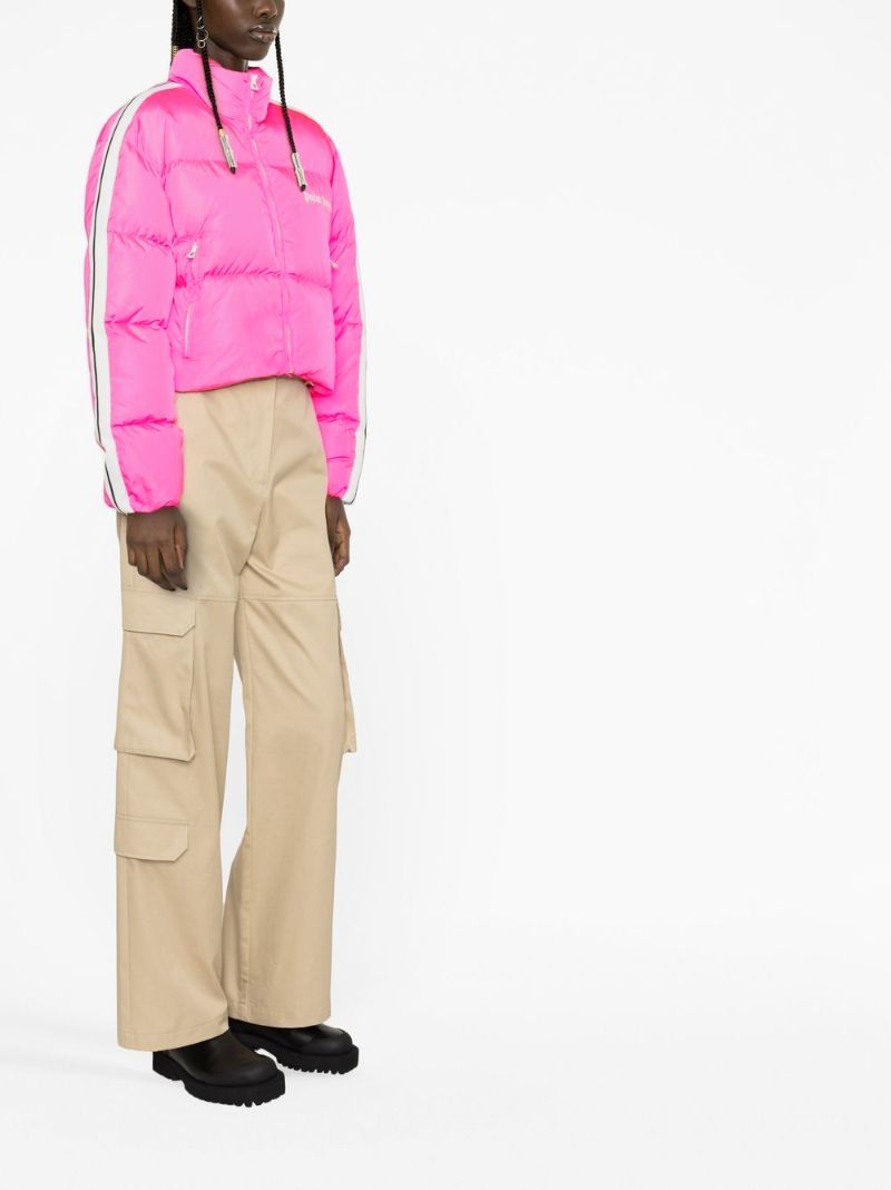 Pink Logo Print Puffer Jacket