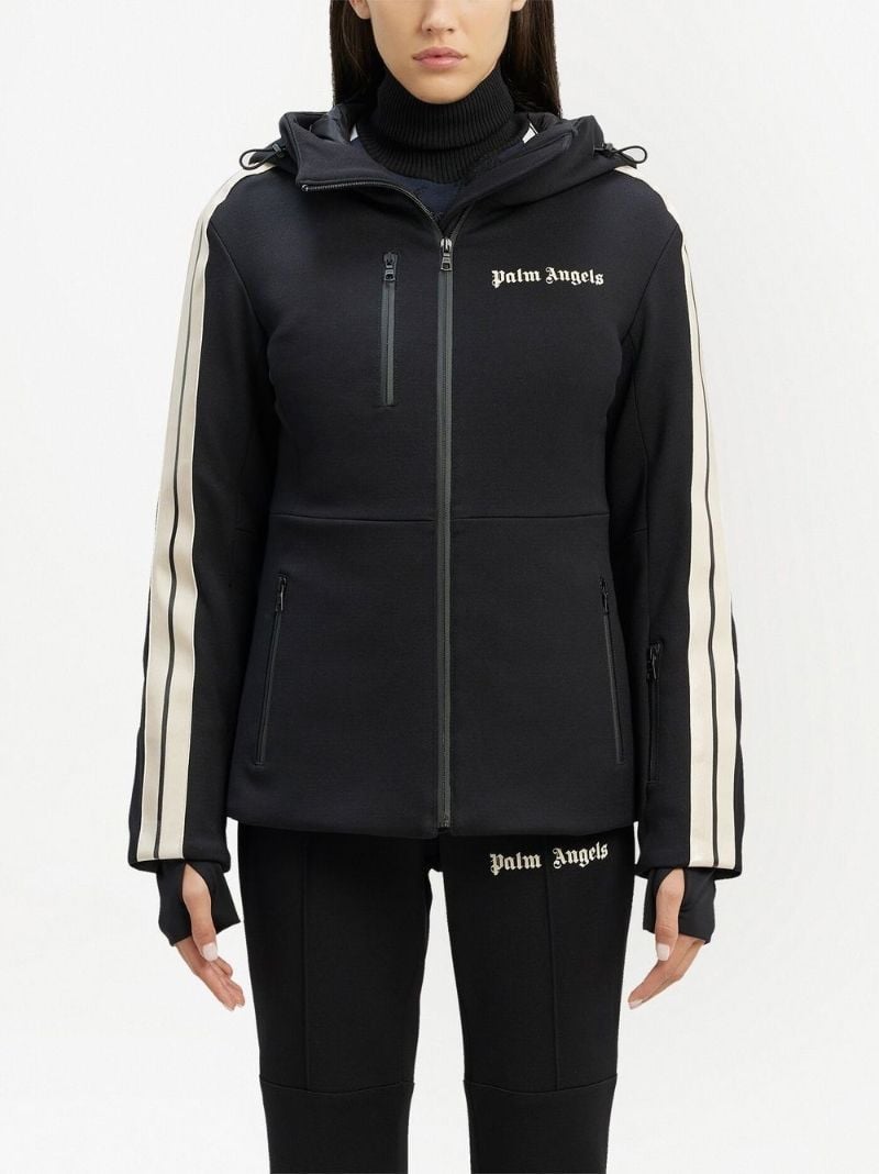 Black Logo Print Track Ski Jacket