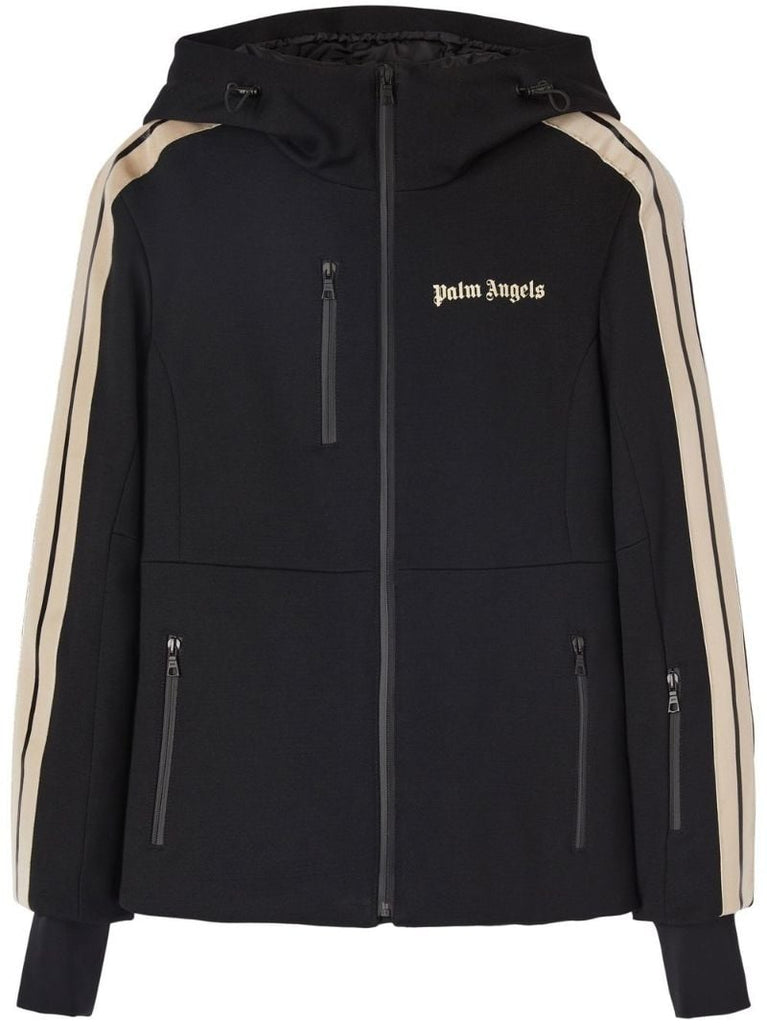 Black Logo Print Track Ski Jacket