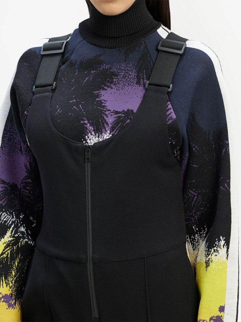 Black Logo Print Track Ski Jumpsuit