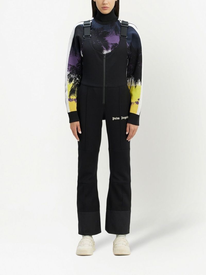 Black Logo Print Track Ski Jumpsuit