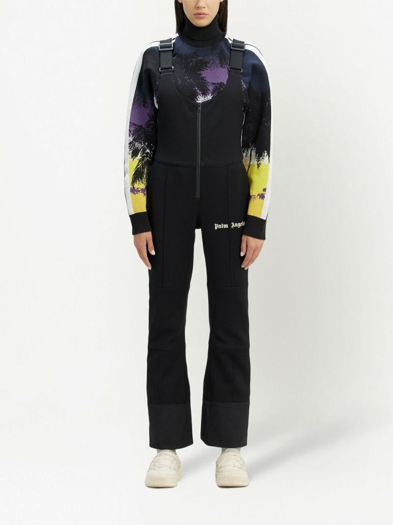 Black Logo Print Track Ski Jumpsuit