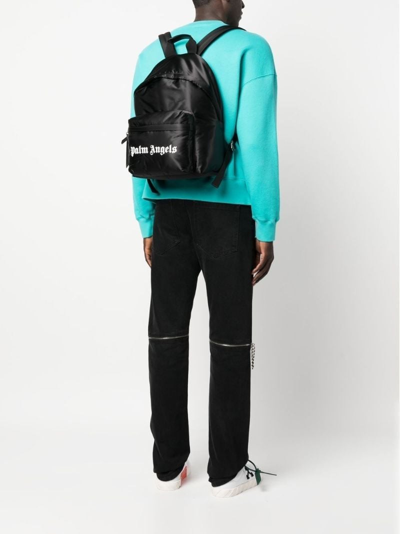 Black Logo Print Backpack