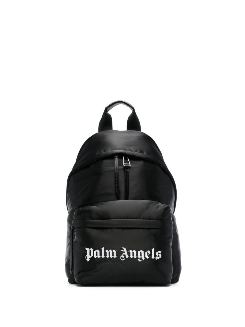 Black Logo Print Backpack