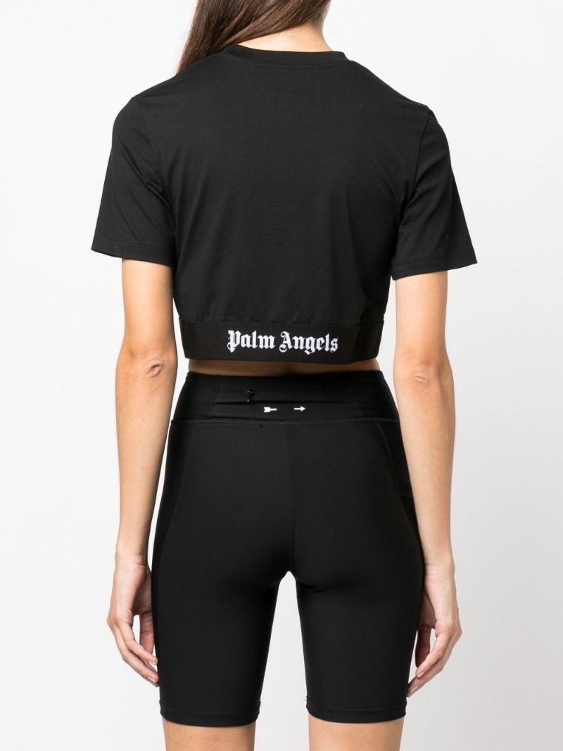 Black Logo Tape Cropped T-shirt