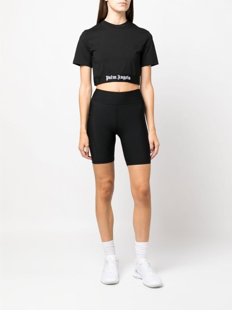 Black Logo Tape Cropped T-shirt
