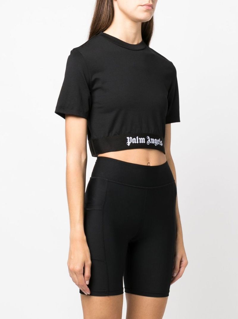 Black Logo Tape Cropped T-shirt