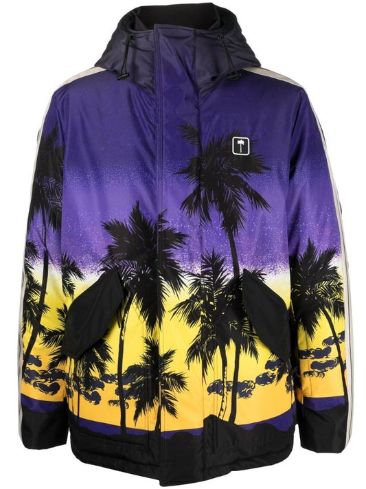 Purple Palm-print Hooded Jacket