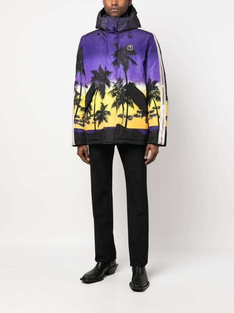 Purple Palm-print Hooded Jacket