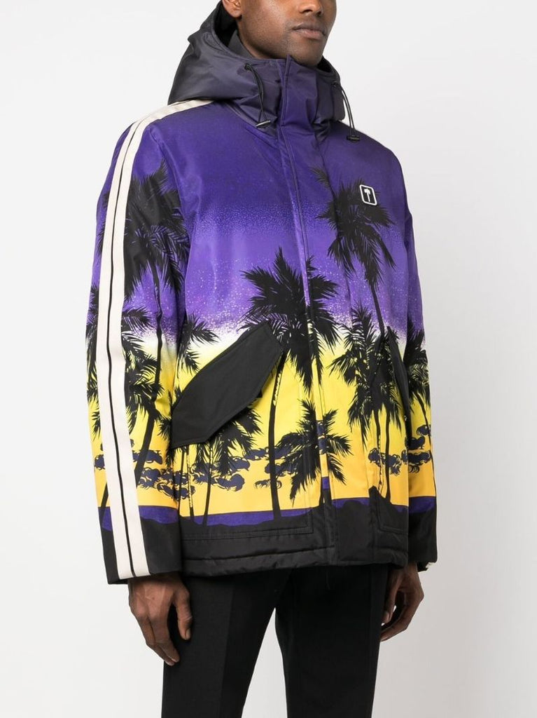 Purple Palm-print Hooded Jacket