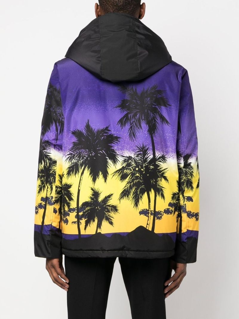 Purple Palm-print Hooded Jacket