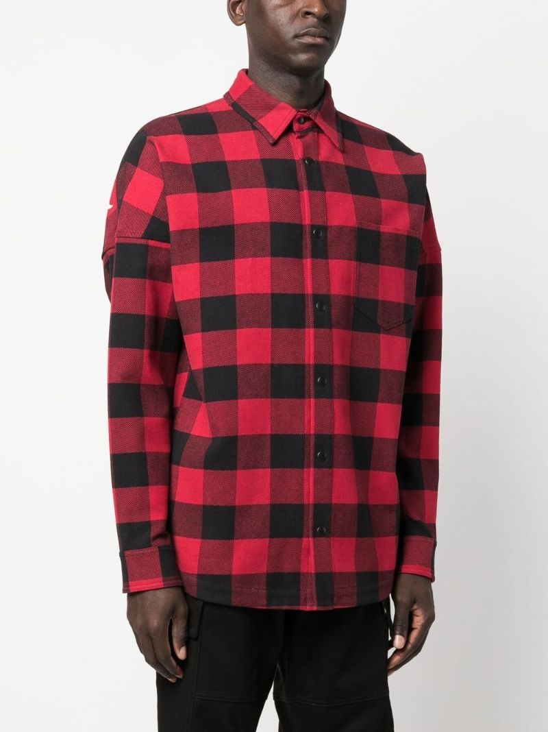 Red Logo Print Checked Cotton Shirt