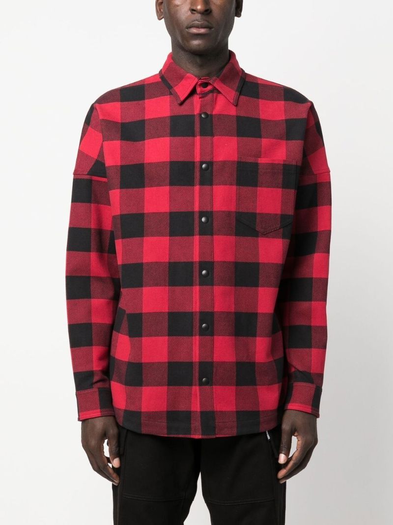 Red Logo Print Checked Cotton Shirt