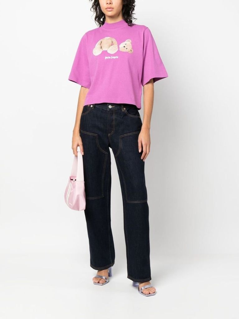 Purple Bear Print T-shirt