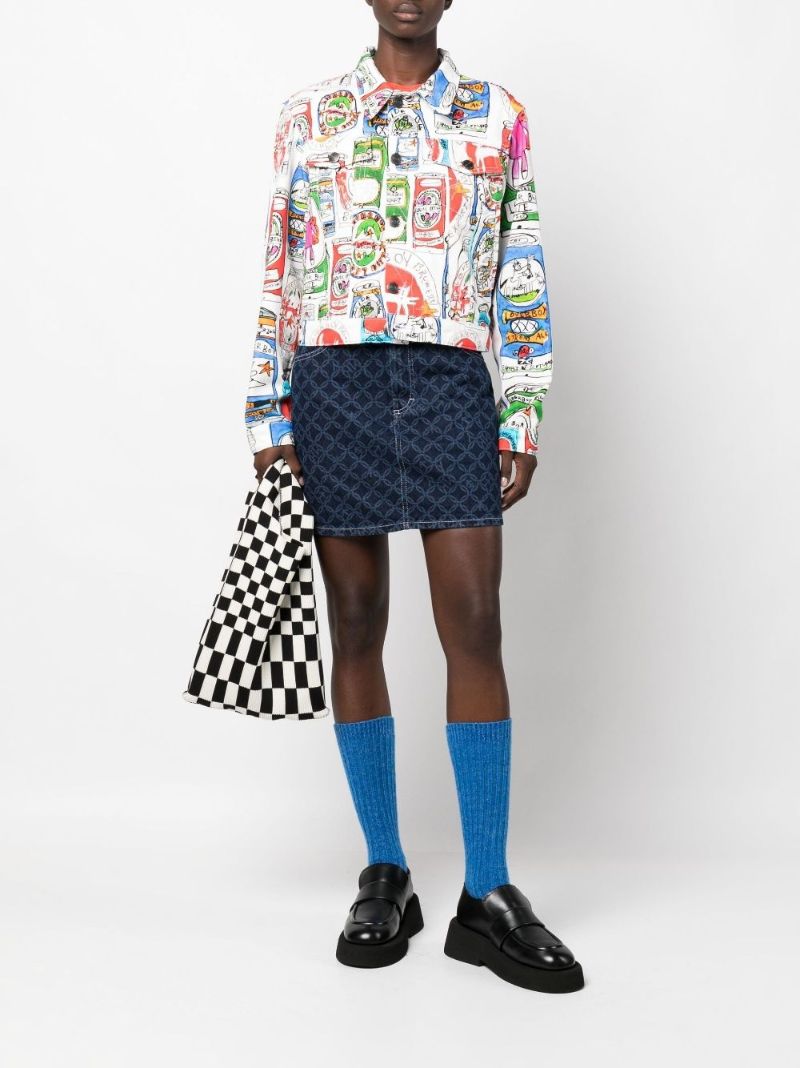 Blue Art Denim Mini Skirt