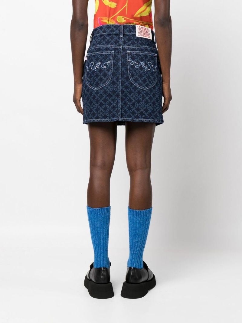 Blue Art Denim Mini Skirt
