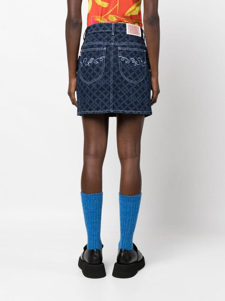 Blue Art Denim Mini Skirt