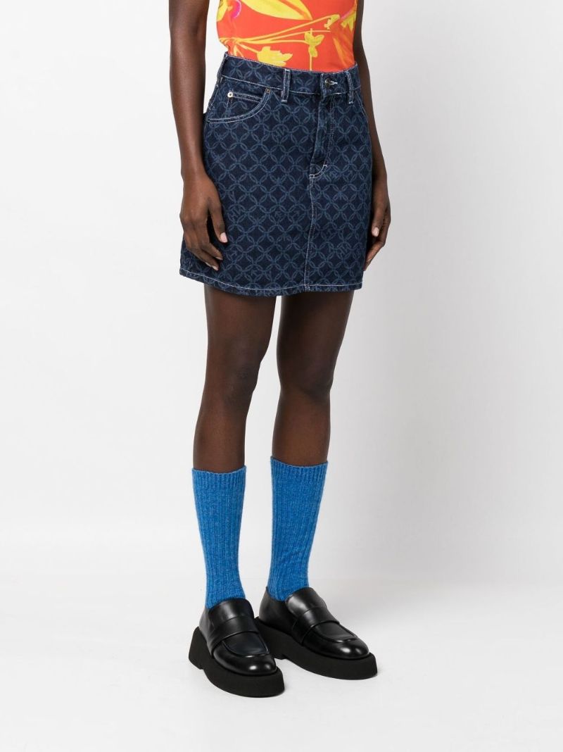 Blue Art Denim Mini Skirt