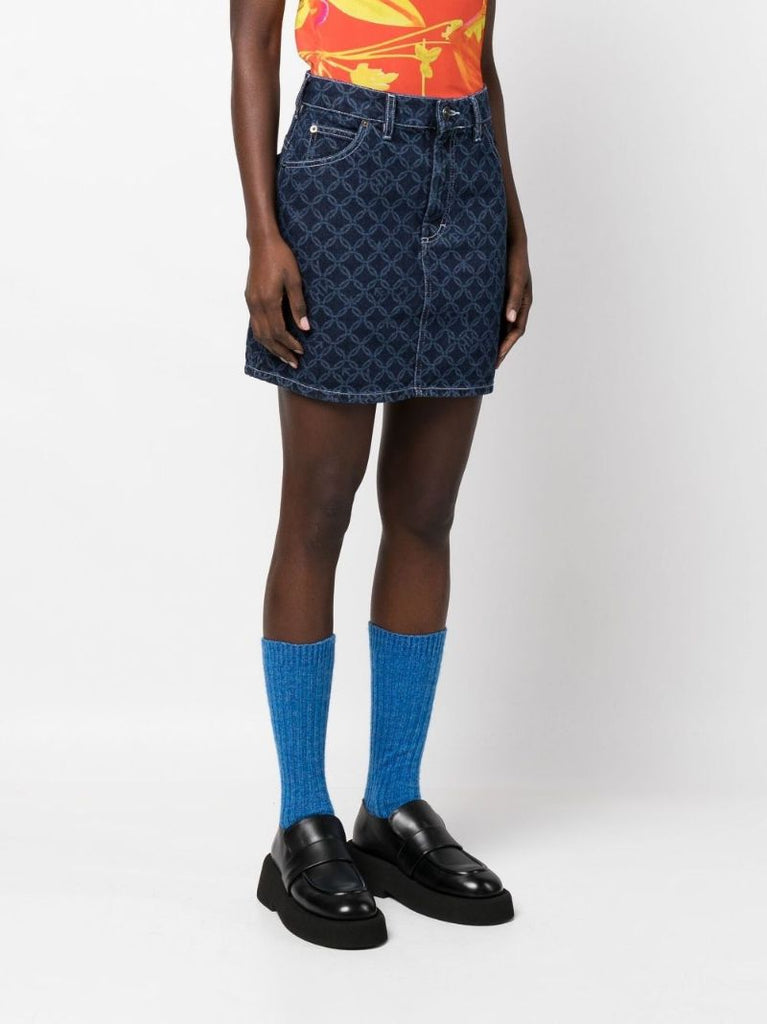 Blue Art Denim Mini Skirt