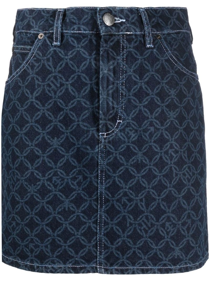 Blue Art Denim Mini Skirt