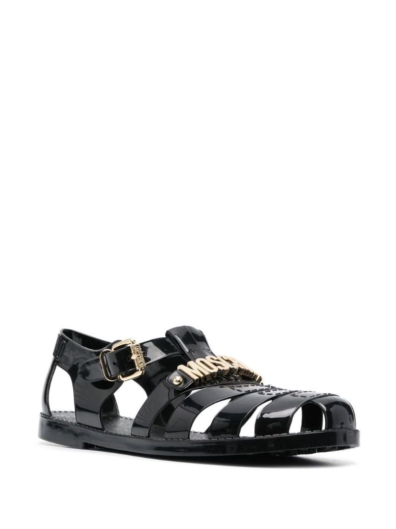 Black Logo Plaque Jelly Sandals