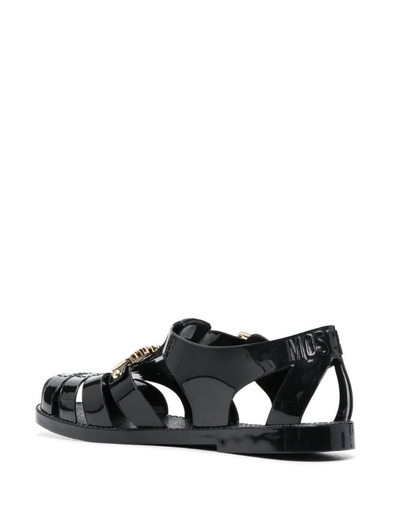 Black Logo Plaque Jelly Sandals
