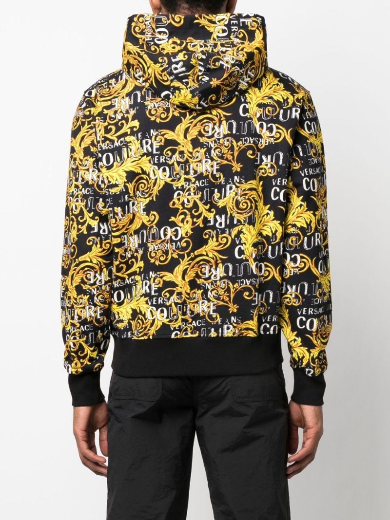 Black Baroque-print Zip-up Hoodie