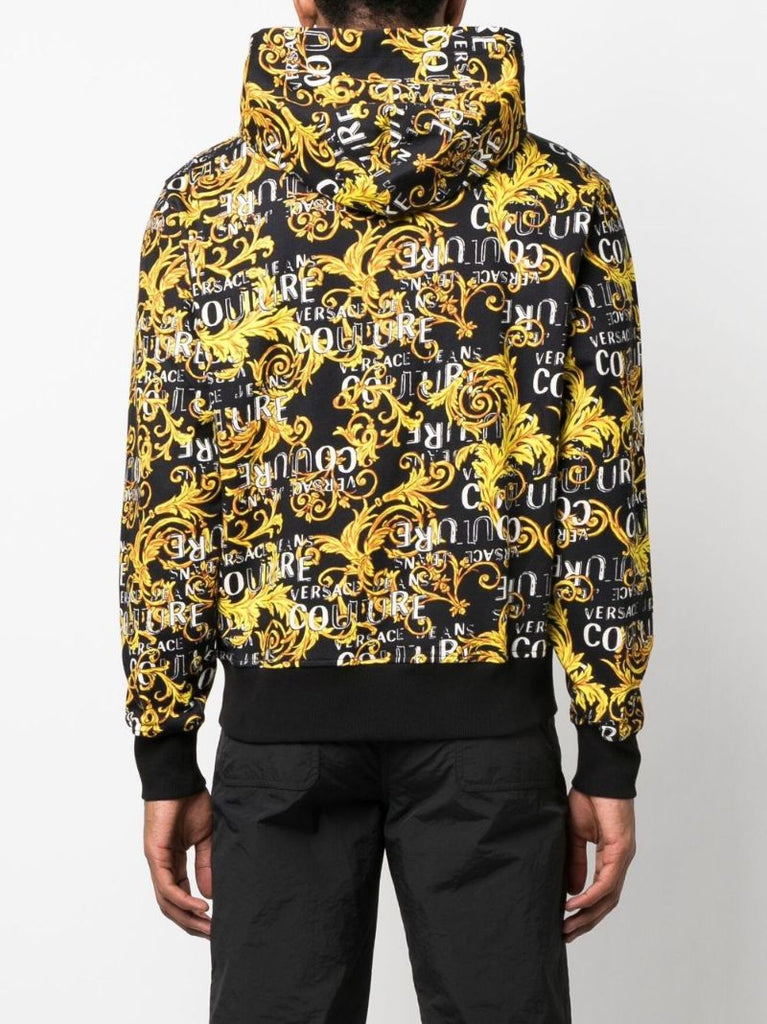 Black Baroque-print Zip-up Hoodie