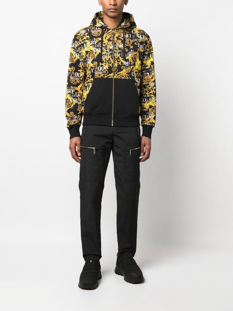 Black Baroque-print Zip-up Hoodie