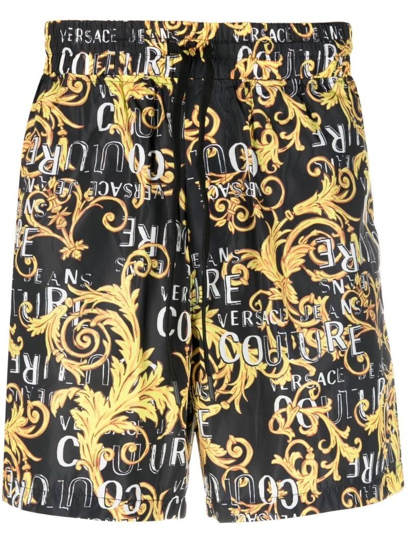 Black Logo Couture Print Shorts
