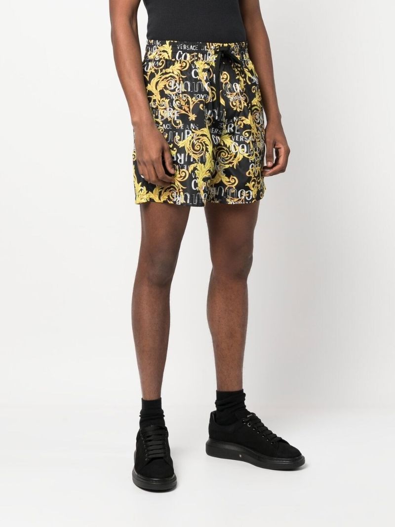 Black Logo Couture Print Shorts