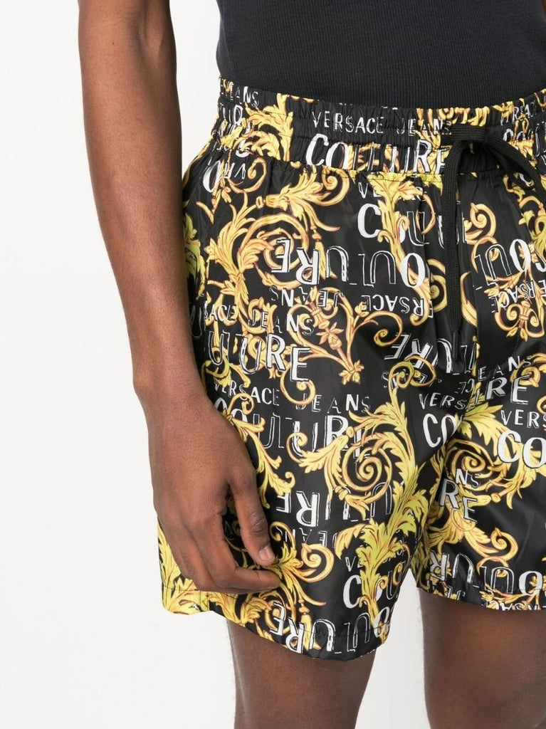 Black Logo Couture Print Shorts