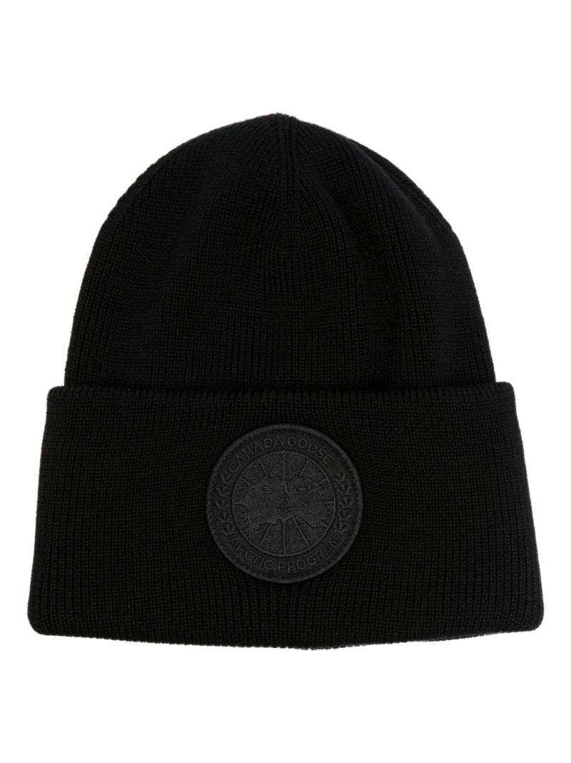 Black Arctic Disc Wool Beanie Hat