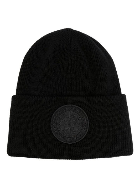 Black Arctic Disc Wool Beanie Hat