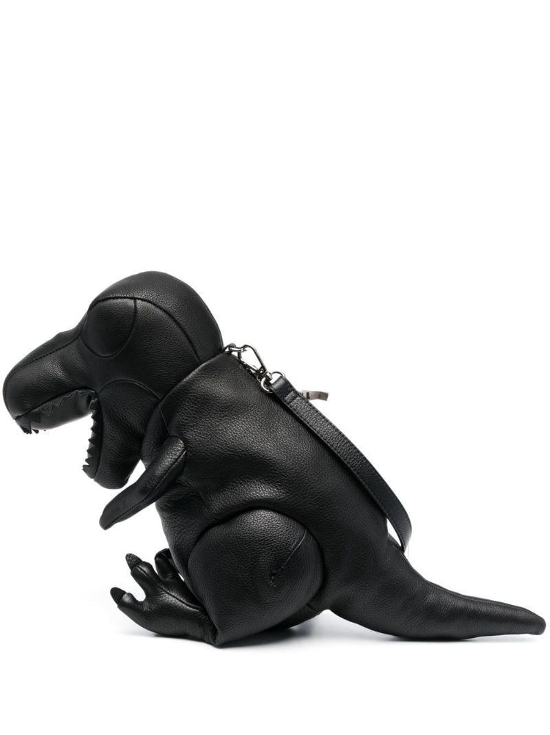 Black T-rex Leather Shoulder Bag