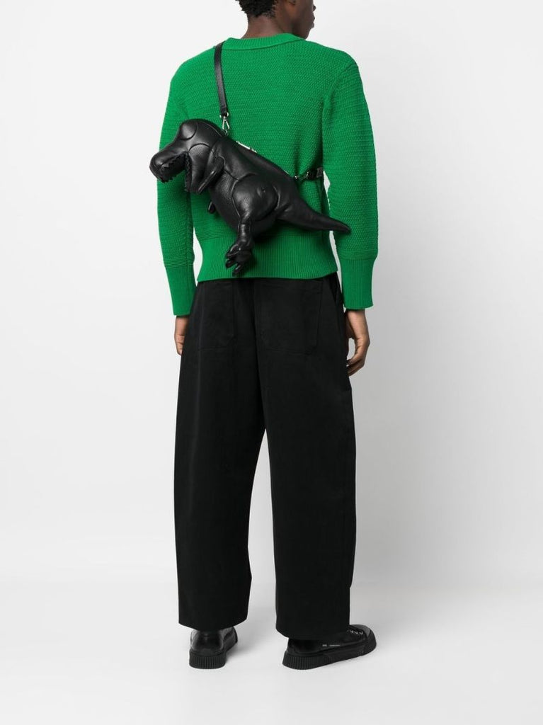 Black T-rex Leather Shoulder Bag