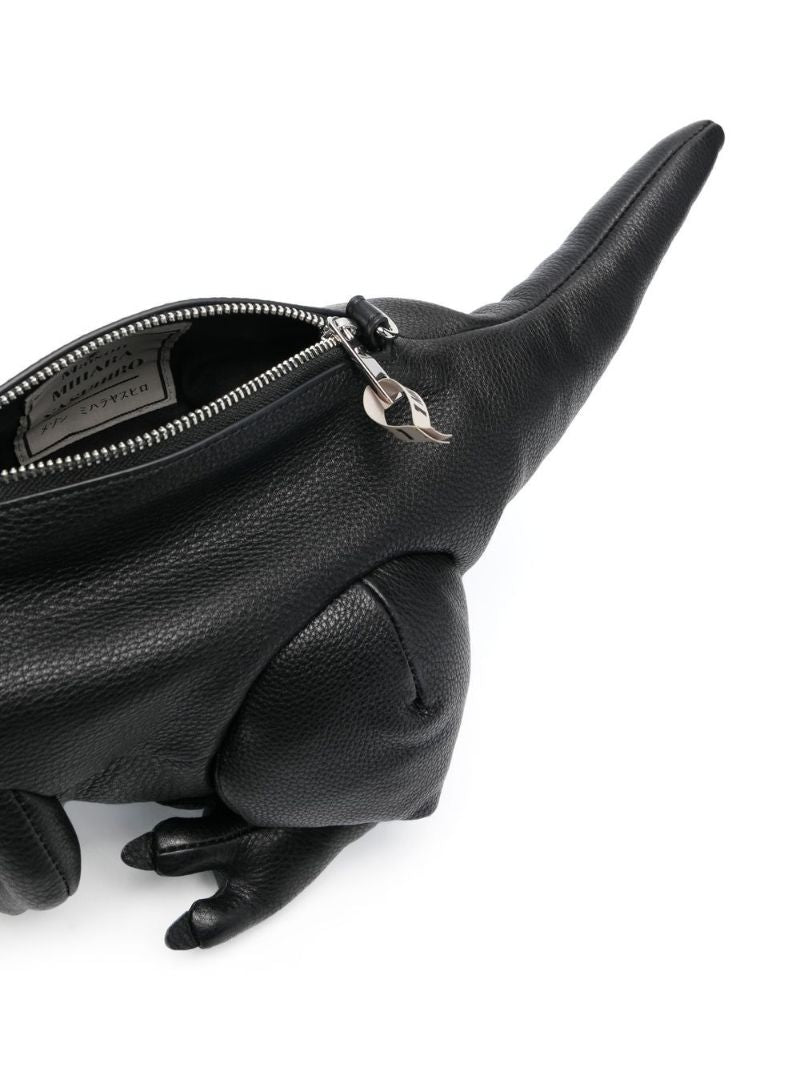 Black T-rex Leather Shoulder Bag