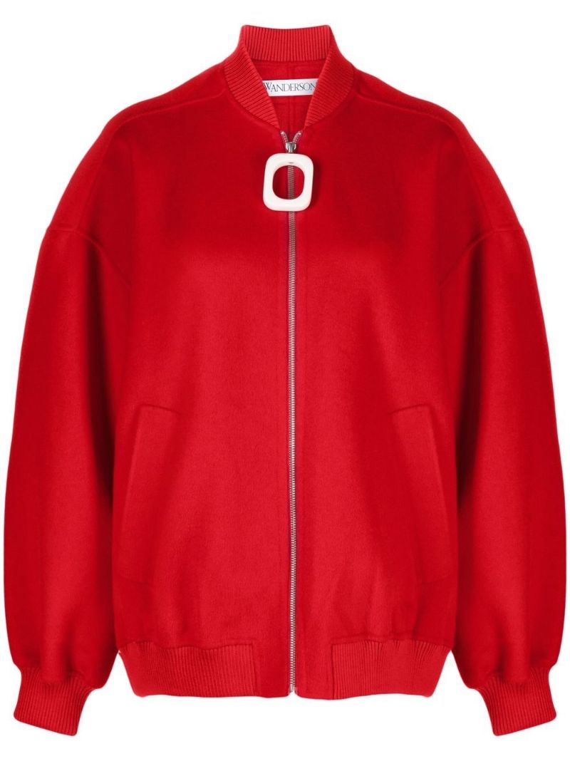 Red Wool Bomber Jacket