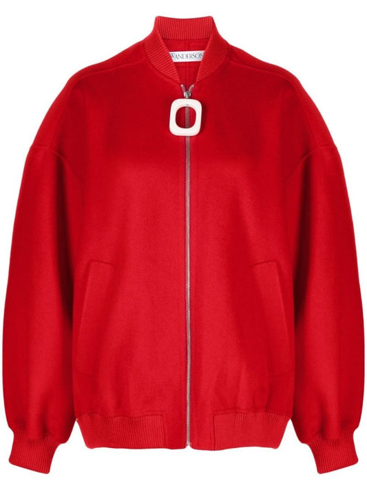 Red Wool Bomber Jacket