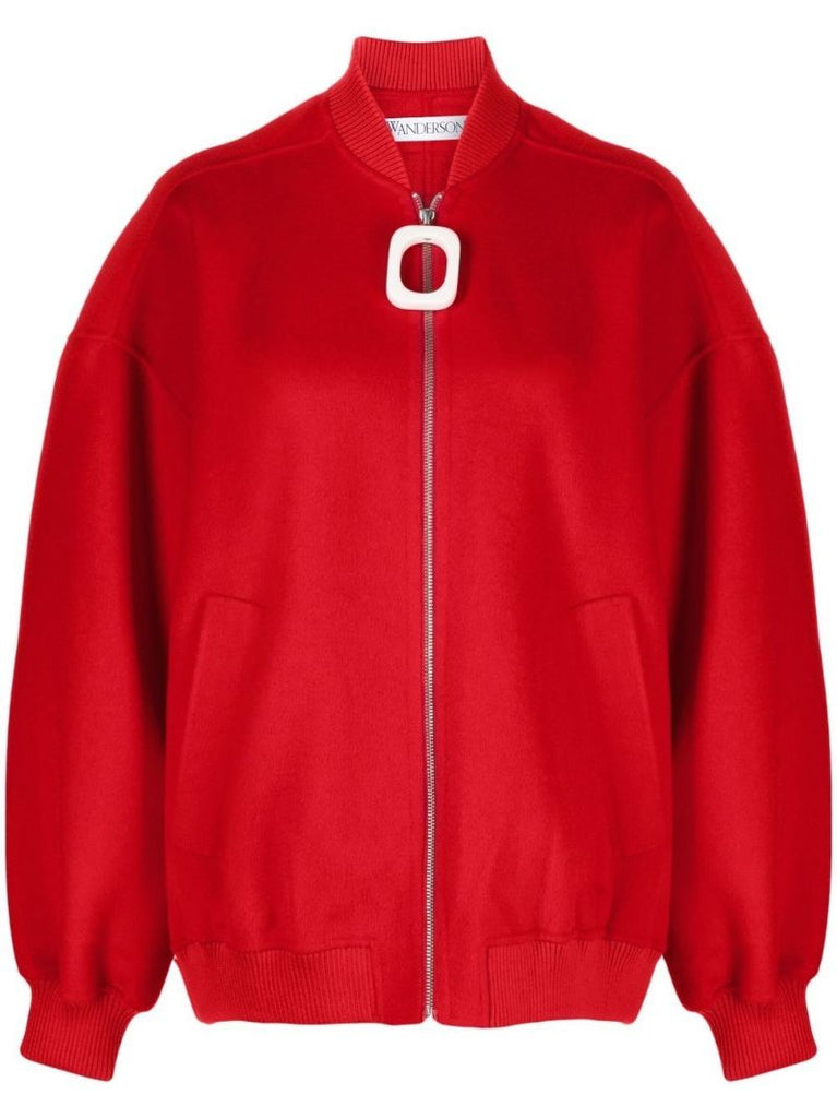 Red Wool Bomber Jacket