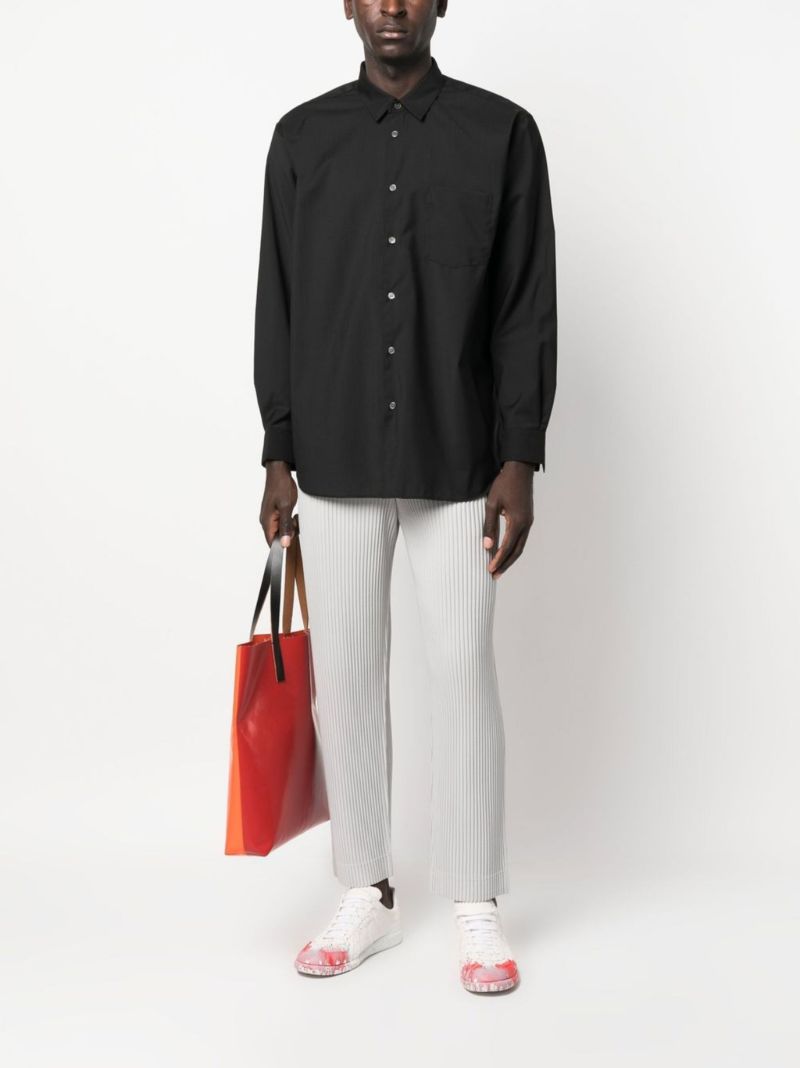 Black Long Sleeve Wool Shirt