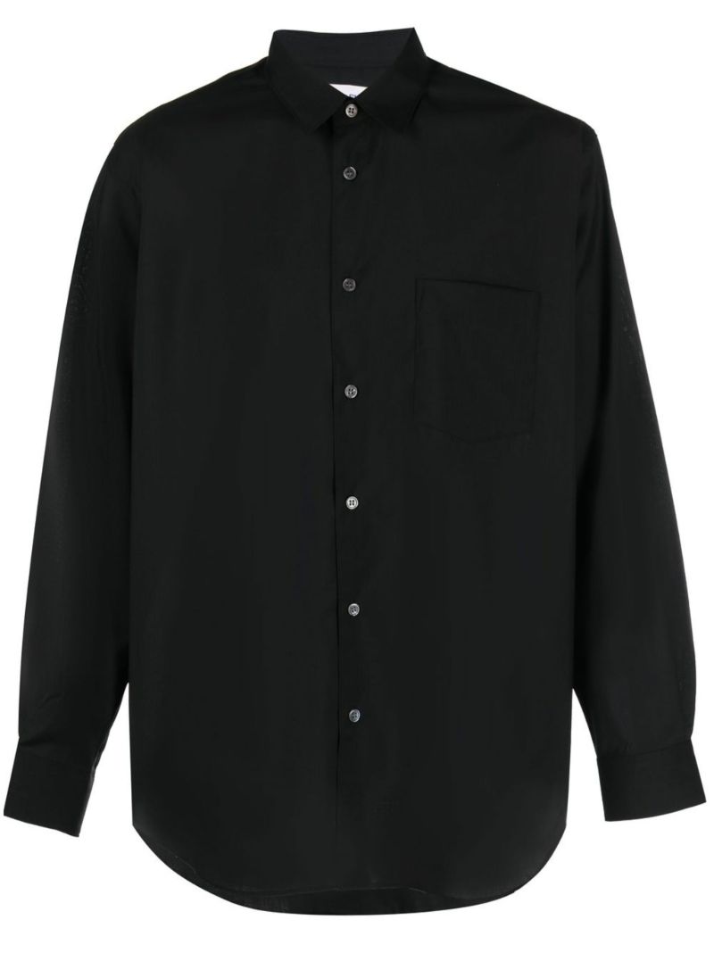 Black Long Sleeve Wool Shirt