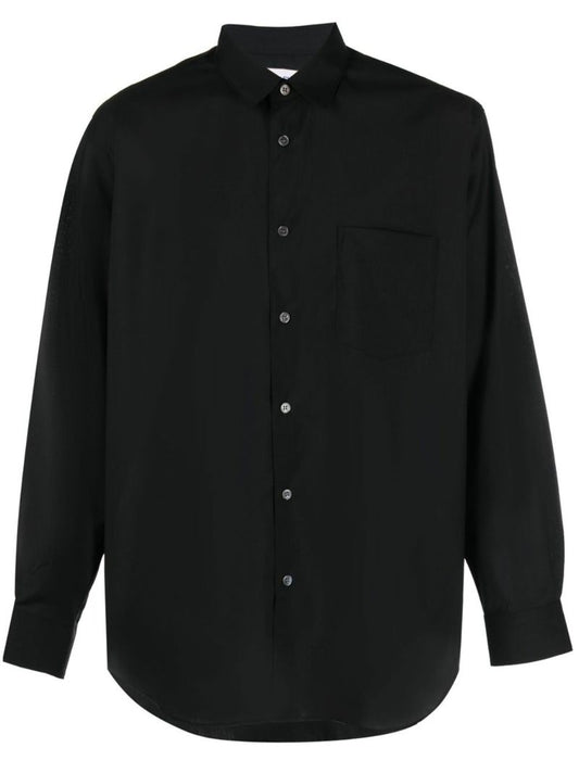 Black Long Sleeve Wool Shirt