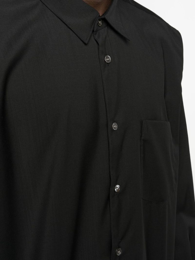 Black Long Sleeve Wool Shirt