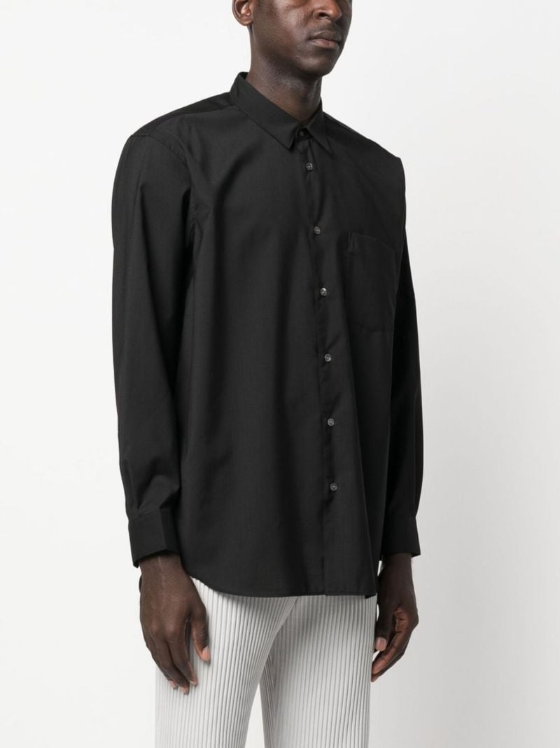 Black Long Sleeve Wool Shirt
