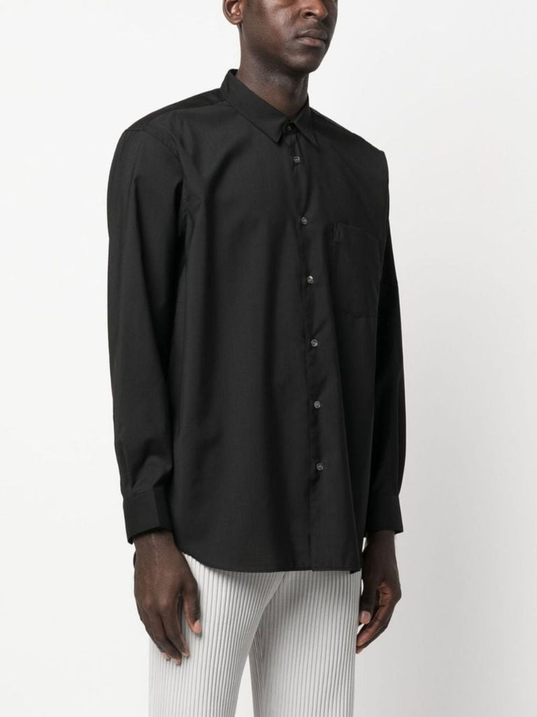 Black Long Sleeve Wool Shirt