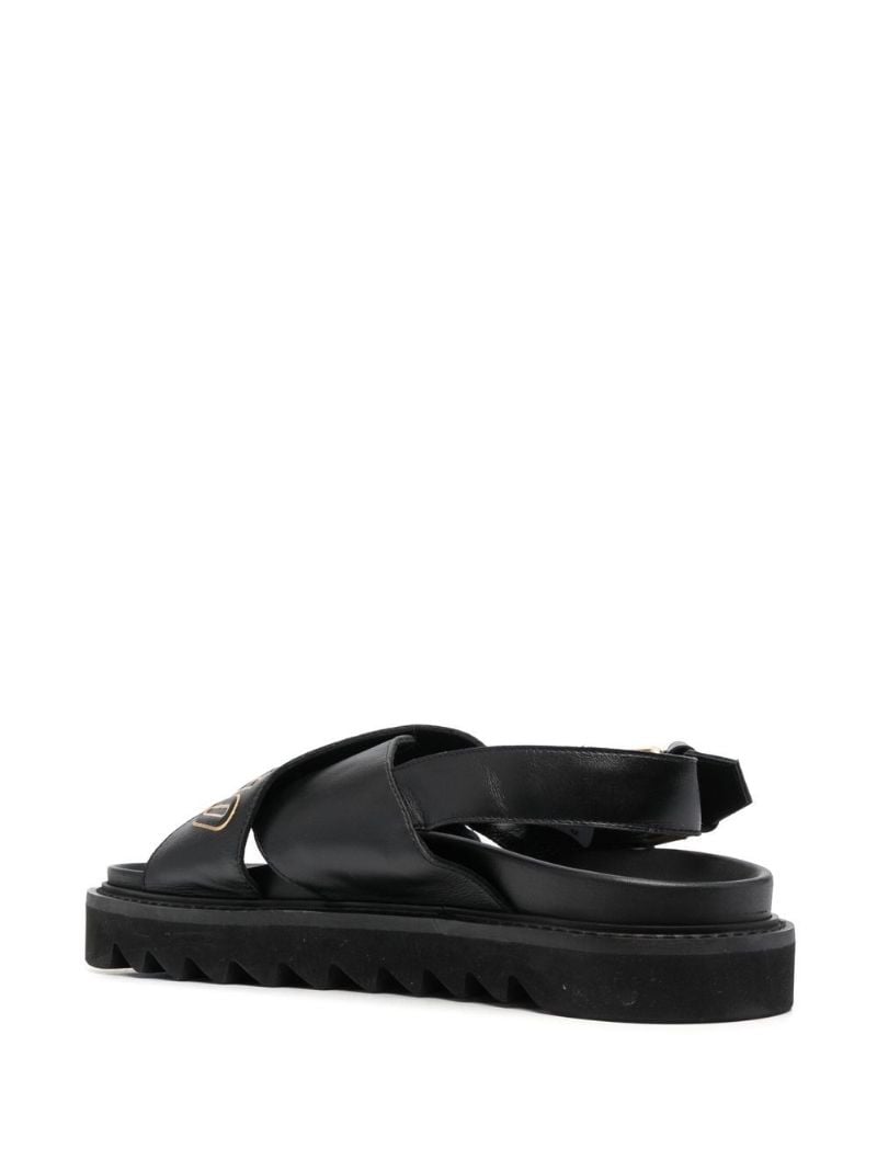 Black Logo-embossed Leather Sandals