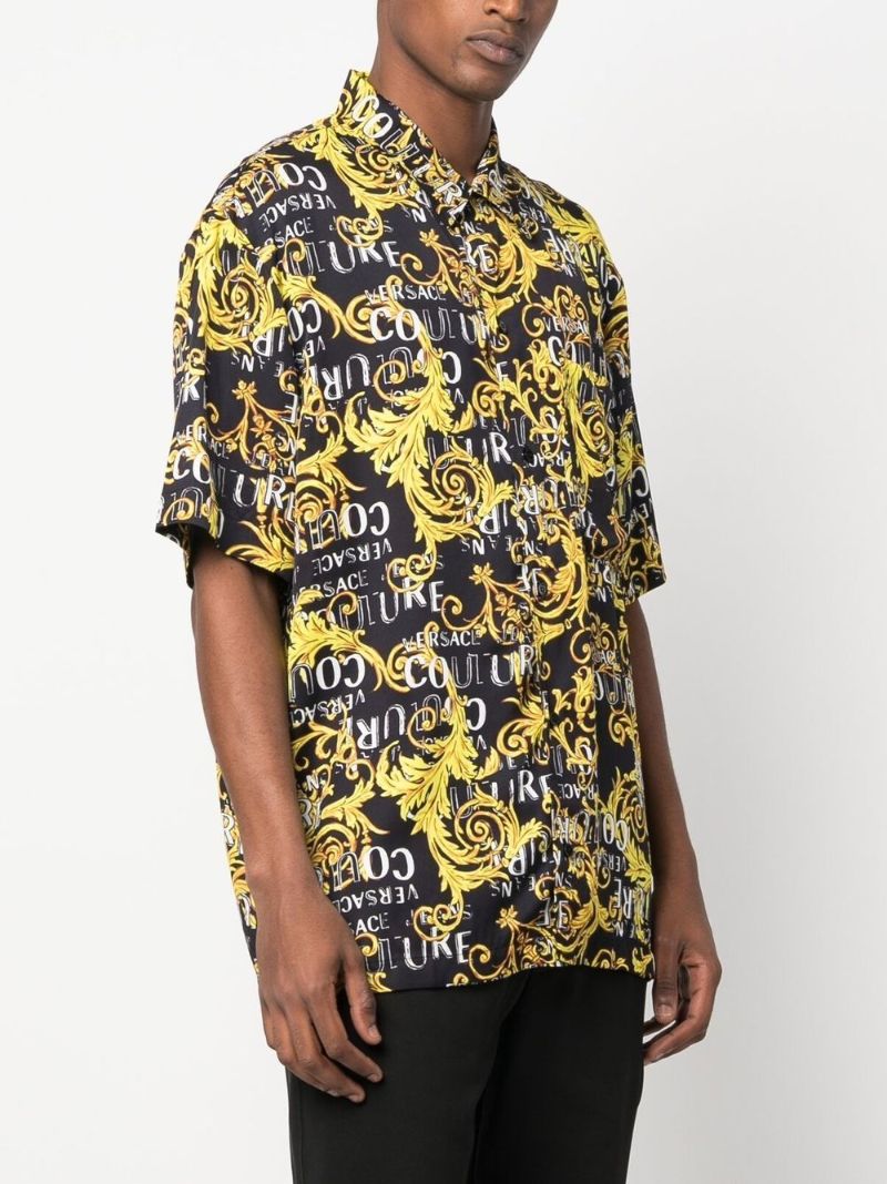 Black Baroque Print Short-sleeve Shirt