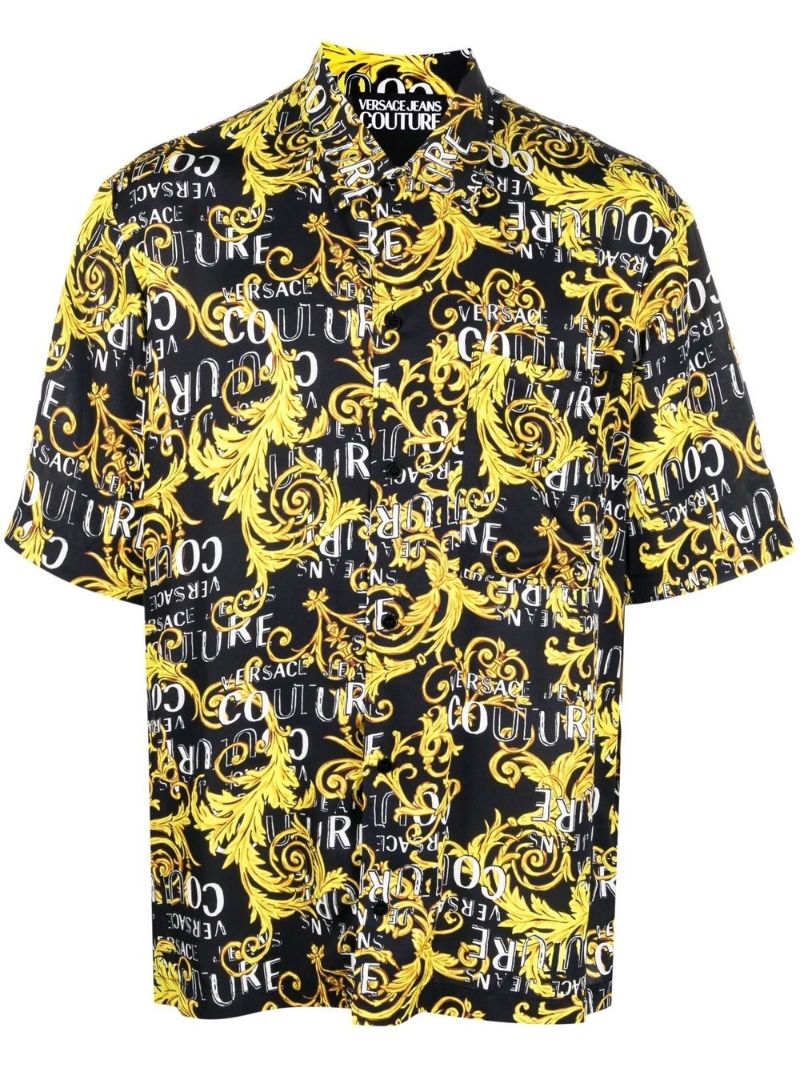Black Baroque Print Short-sleeve Shirt