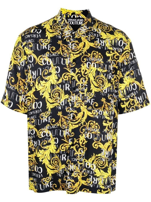 Black Baroque Print Short-sleeve Shirt